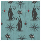 Retro Spooky Cats and Spiders on Distressed Blue