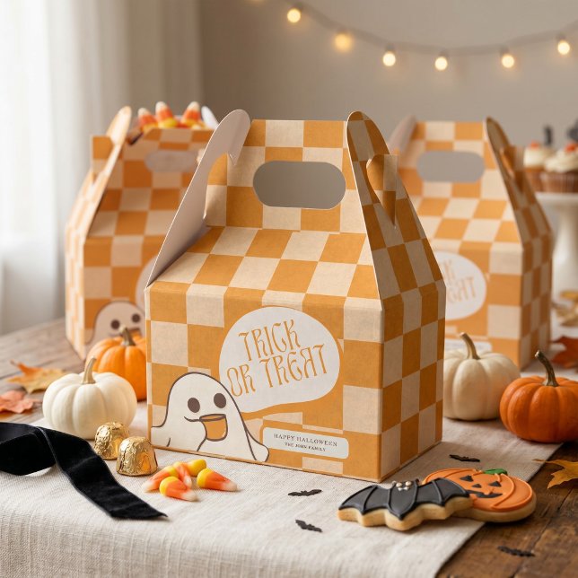 Retro Spooky Cute Ghost Halloween Favour Box (Retro Spooky Cute Ghost Halloween Favor Boxes)