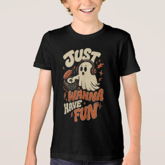 Retro Spooky DJ Ghost Just Wanna Have Fun Tri-Blend Shirt