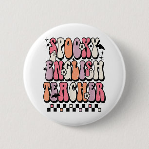 Retro Spooky English Teacher Funny Grammar Teacher 6 Cm Round Badge