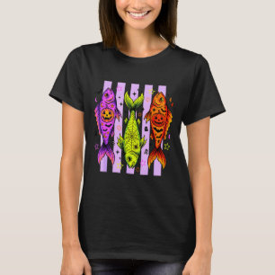 Retro spooky fish halloween pumpkin angler fishing T-Shirt