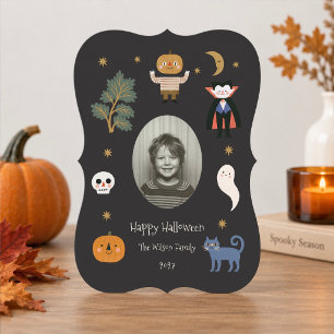 Retro Spooky Halloween Personalised Photo Holiday Card