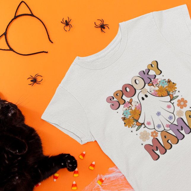 Retro Spooky Mama Ghost halloween 80s Vibe T-Shirt (Creator Uploaded)