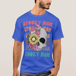 Retro Spooky Mum Floral Boho Ghost Mum Halloween C T-Shirt