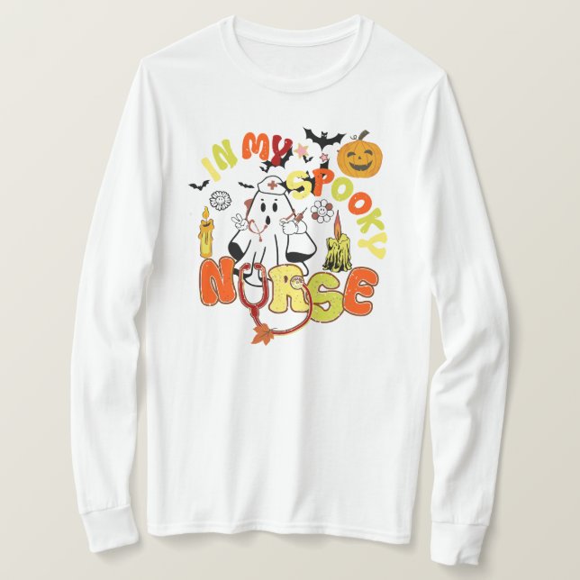Retro Spooky Nurse Halloween Vintage Nurse  T-Shirt (Design Front)