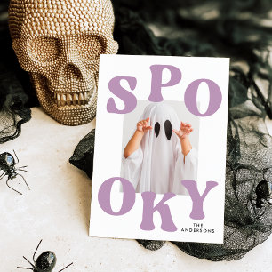 Retro Spooky Purple Typography Photo Halloween Holiday Card