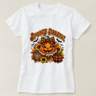 Retro Spooky Season Pumpkin Shirt, Cute Buffalo Pl T-Shirt
