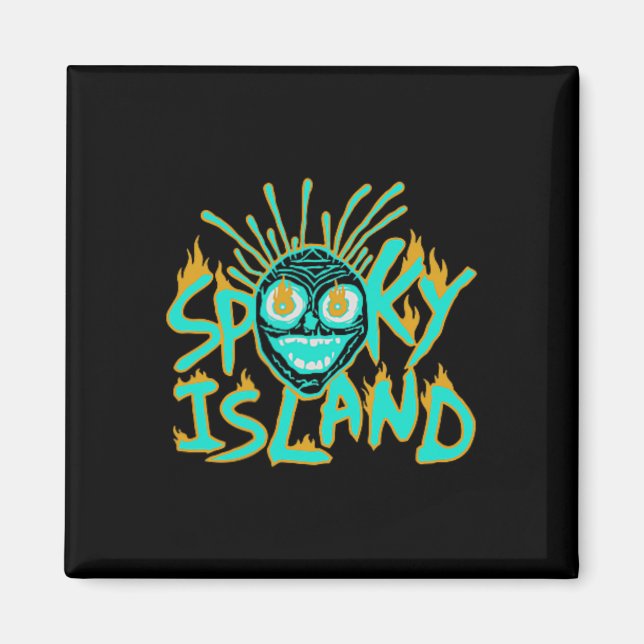Retro Spooky Skull Funny Halloween 2 Sided  Magnet (Front)