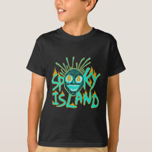 Retro Spooky Skull Funny Halloween 2 Sided T-Shirt