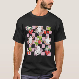 Retro Spooky Strawberry Ghost Halloween Ghost Cott T-Shirt
