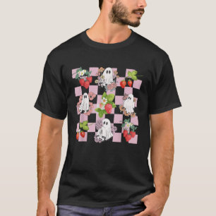 Retro Spooky Strawberry Ghost Halloween Ghost Cott T-Shirt