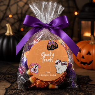 Retro Spooky Treats Halloween Classic Round Sticker