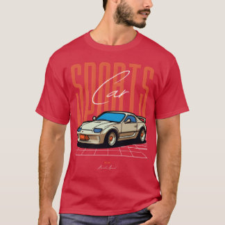 Retro Sports Car on Neon Grid funny boy T-Shirt