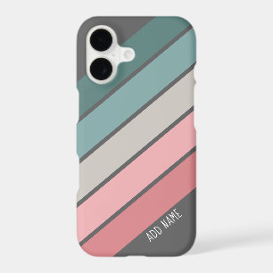 Retro Sporty stripes teal pink handwritten name