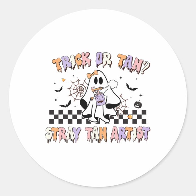 Retro Spray Tan Artist Halloween Ghosts Sunless Ta Classic Round Sticker (Front)