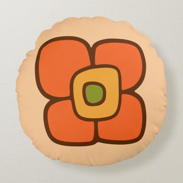 Retro Spring Blossom Round Cushion (Front)