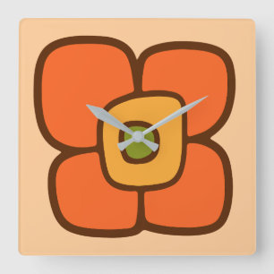 Retro Spring Blossom Square Wall Clock