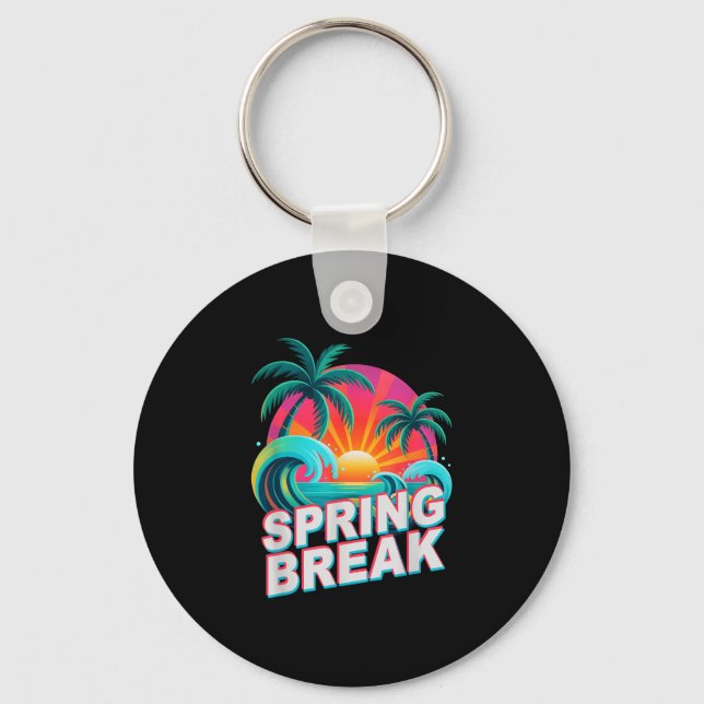 Retro spring break beach trip vacation cruise key ring (Front)