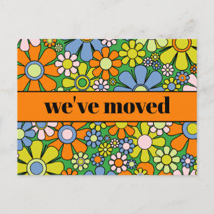 Retro Spring Floral New Address / We've Moved Postcard