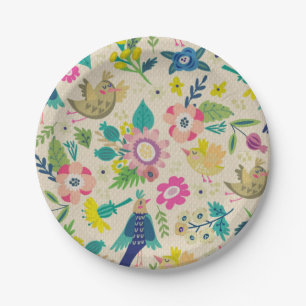 Retro Spring floral Paper Plates