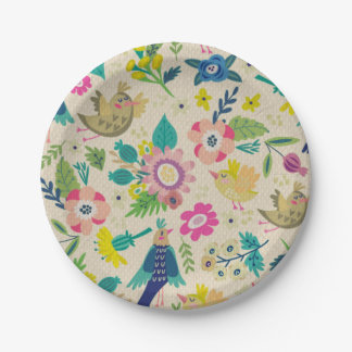 Retro Spring floral Paper Plates