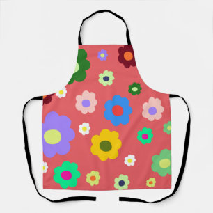 Retro Spring Flower Colourful Floral Kitchen Apron