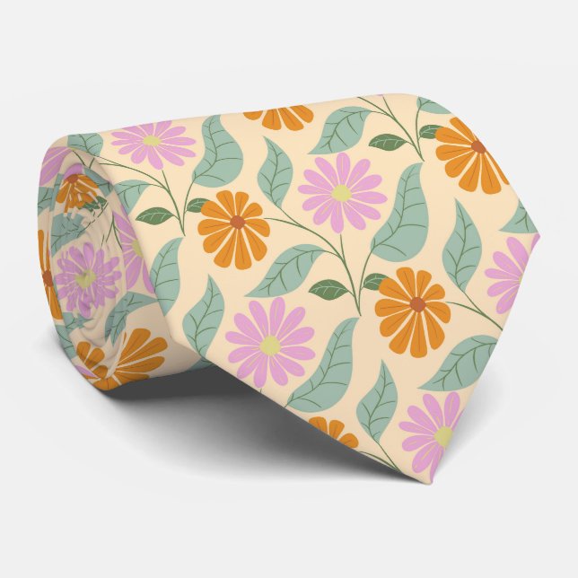 Retro spring flowers tie (Rolled)