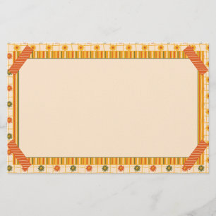 Retro Spring Hand Drawn Faux Washi Floral Stripe Stationery