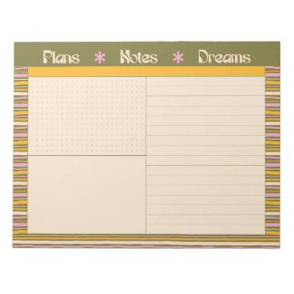 Retro Spring Hand Drawn Striped Plan and Dream Notepad