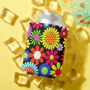 Retro spring hippie flower power can cooler