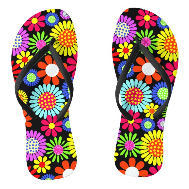 Retro spring hippie flower power  jandals (Footbed)