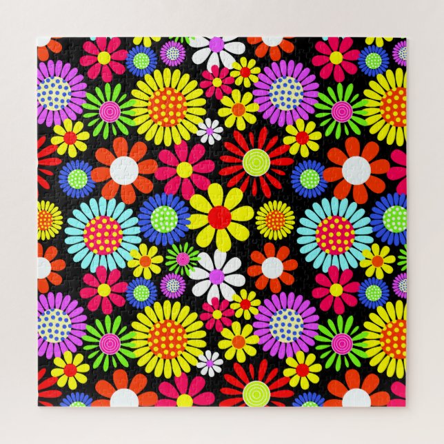 Retro spring hippie flower power  jigsaw puzzle (Vertical)
