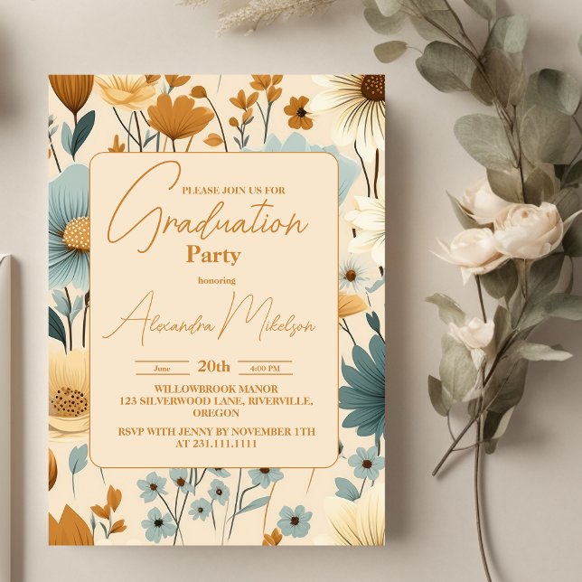 Retro Spring Wildflowers Party Invitation (Creator Uploaded)