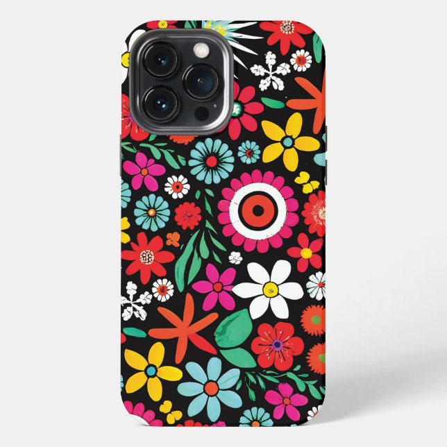 Retro spring wildflowers pattern iPhone case (Back)