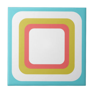 Retro Square Blue White Orange Green Tile