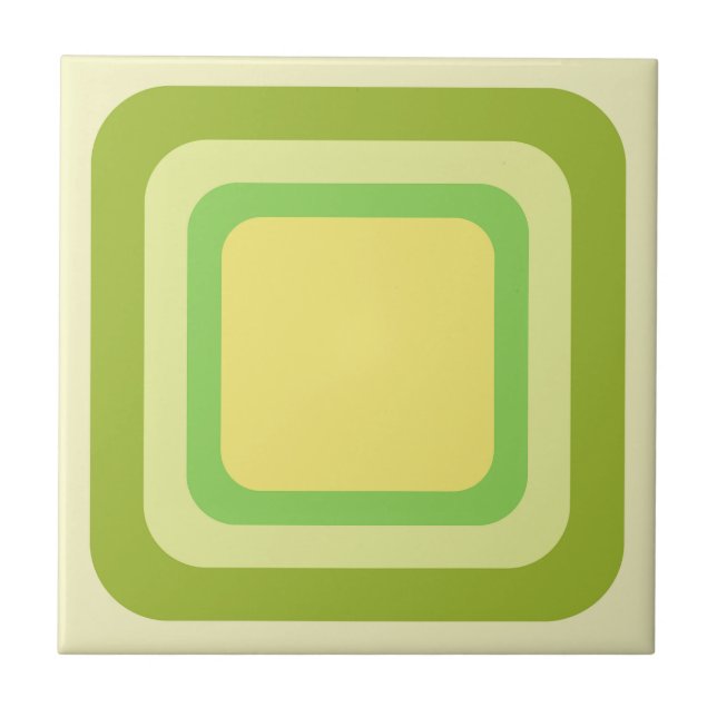 Retro Square Green Yellow Tile (Front)