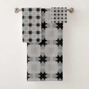 Retro Square Grid Pattern Bath Towel Set