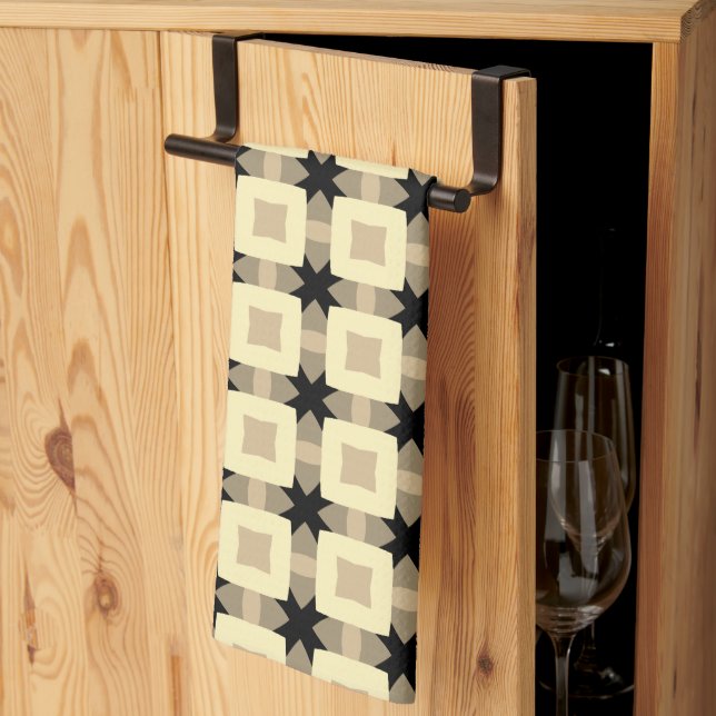 Retro Square Grid Pattern Tea Towel (Thirds Fold)