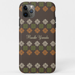 Retro Square Pattern Brown Custom Business Card Case-Mate iPhone Case