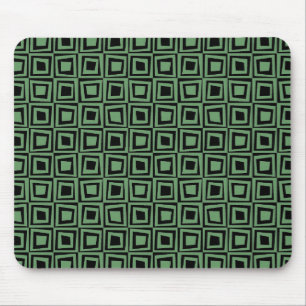 Retro Squares - Army Green on Black Mouse Pad