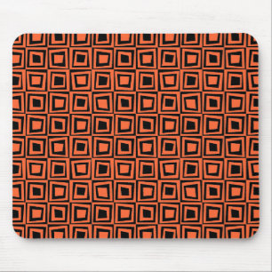 Retro Squares - Autumn Orange on Black Mouse Pad
