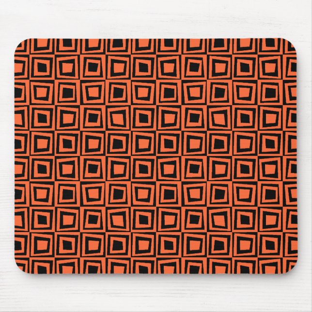Retro Squares - Autumn Orange on Black Mouse Pad (Front)