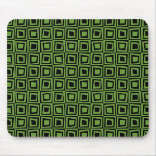Retro Squares - Avocado Green on Black Mouse Pad