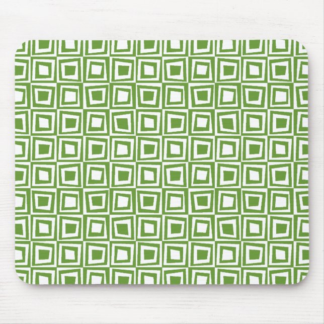 Retro Squares - Avocado Green on White Mouse Pad (Front)