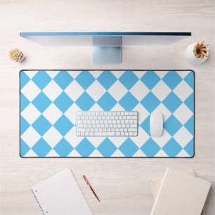 Retro Squares Blue and White Retro Desk Mat
