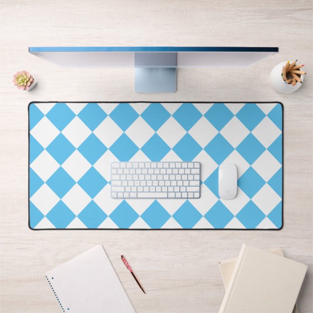 Retro Squares Blue and White Retro Desk Mat (Office 1)