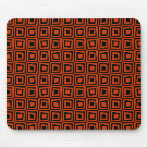 Retro Squares - Brick Red on Black Mouse Pad