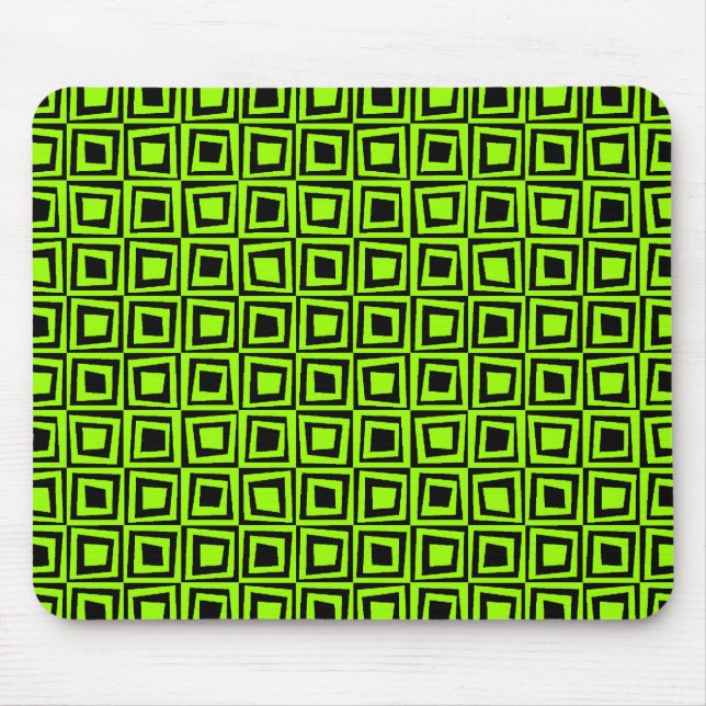 Retro Squares - Chartrause Green on Black Mouse Pad (Front)