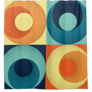 Retro Squares & Circles: 1960s Pattern Shower Curtain