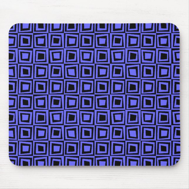 Retro Squares - Electric Blue on Black Mouse Pad (Front)
